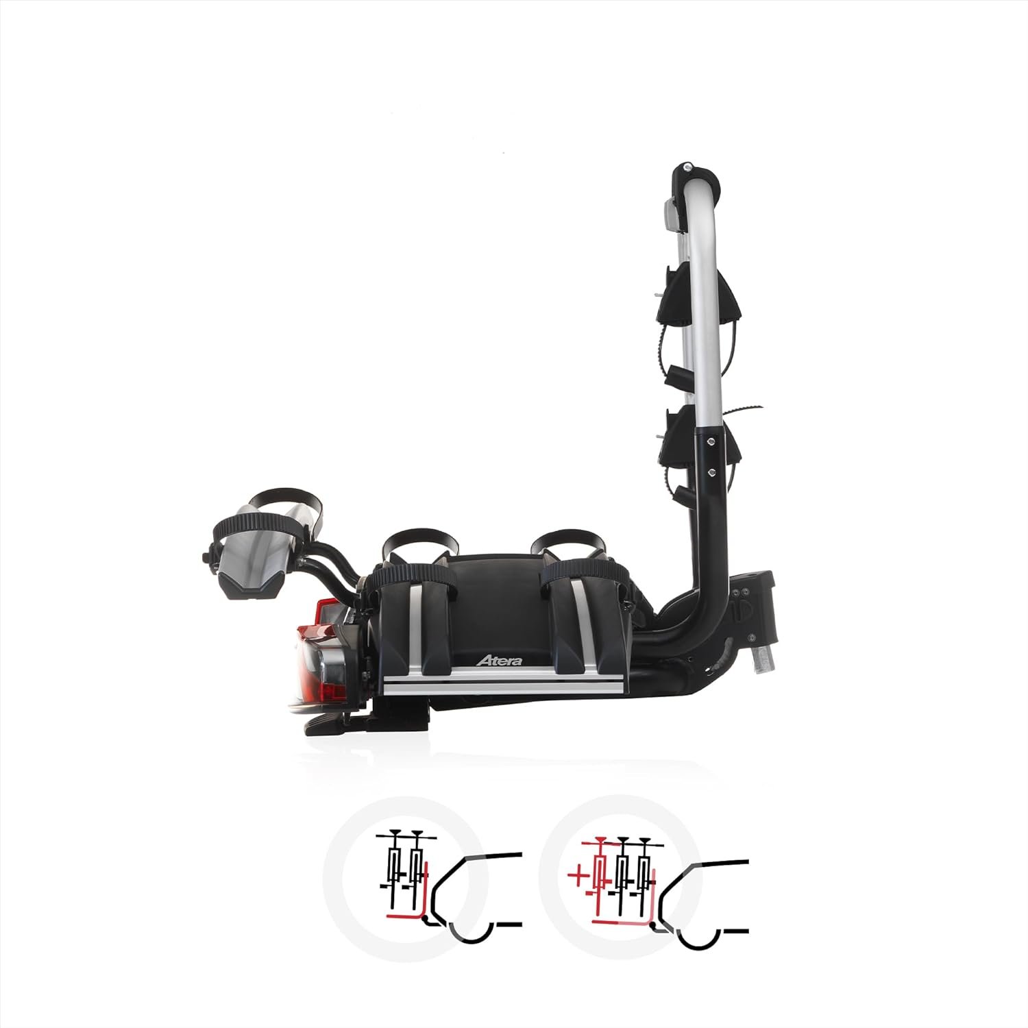Atera 022780 Genio Pro Advanced Portabici pieghevole con luci posteriori per 2 biciclette o bici elettriche