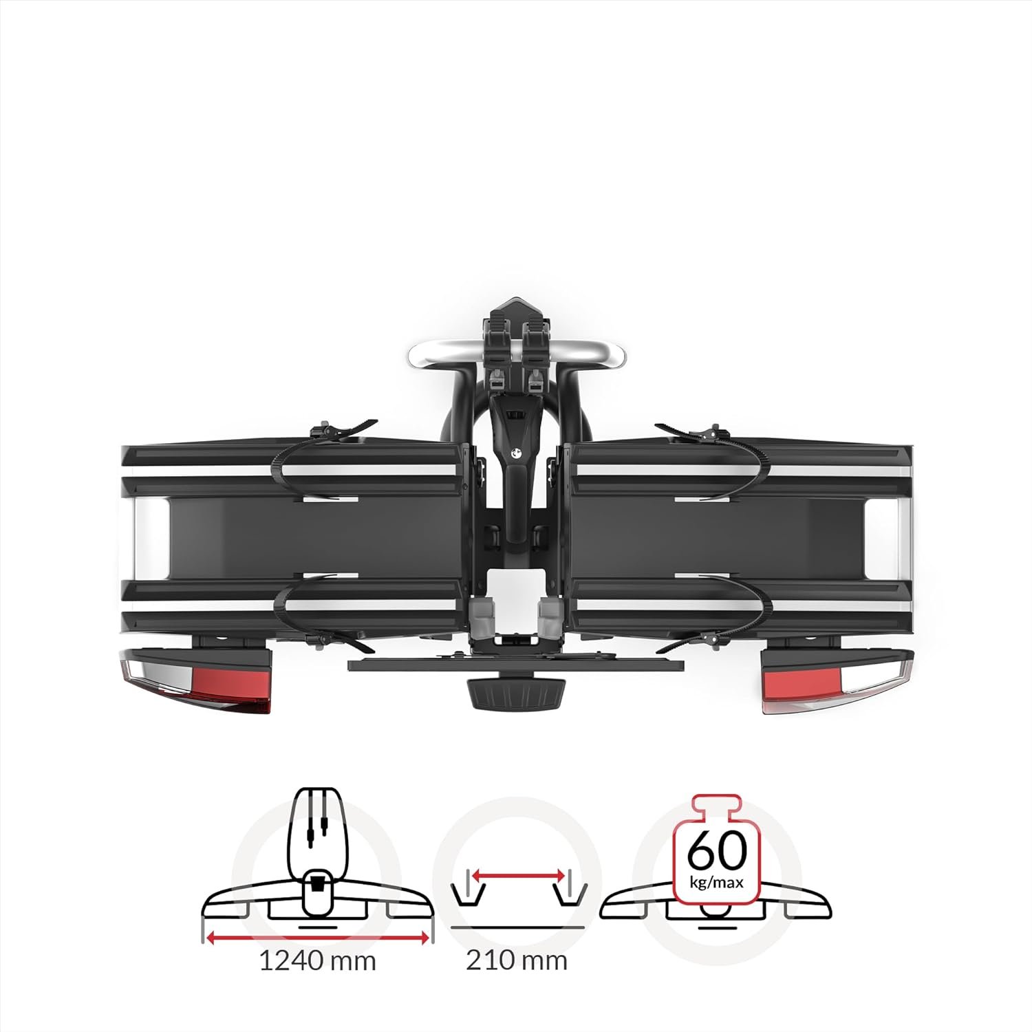 Atera 022780 Genio Pro Advanced Portabici pieghevole con luci posteriori per 2 biciclette o bici elettriche